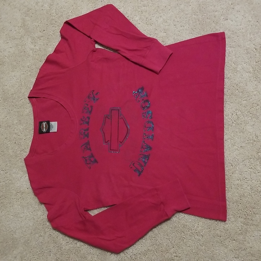 Harley-Davidson Honolulu Hawaii Rosy Red Womens Long Sleeve Tee